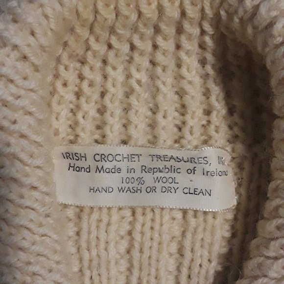 Vintage Irish Traditional Hand Knit Cardigan with Cables, Buttons, Pockets - Picture 2 of 8